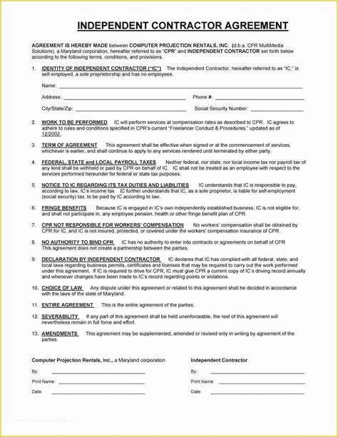 1099 Full Agreement Sample Printable