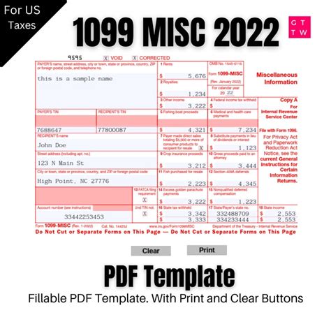 1099 misc form 2022 printable free pdf