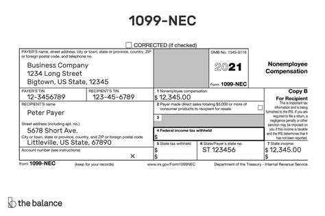 1099-NEC Form 2020 Box 2 Federal Income Tax Withheld