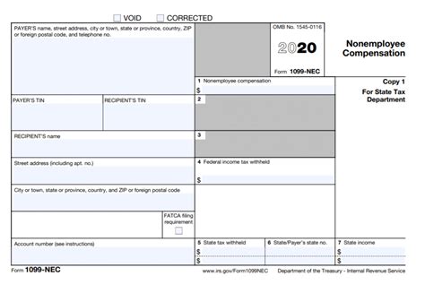1099-NEC Form 2020 Completing the Form