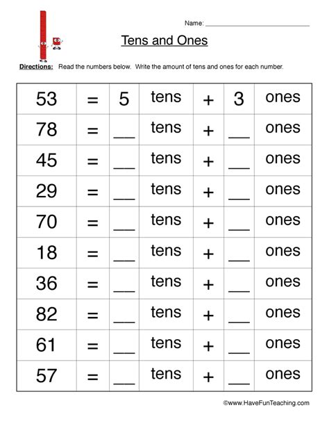 10s And 1s Worksheets