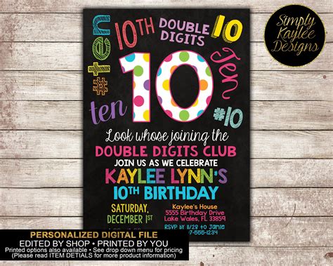 10th Birthday Invitation Templates Free