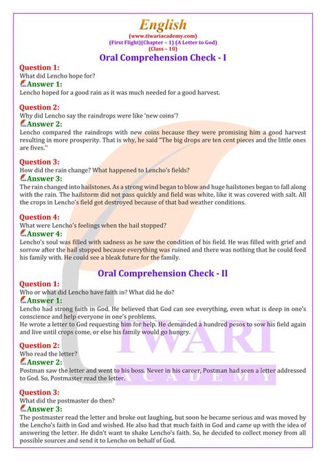 10th class english workbook answers pdf a letter to god