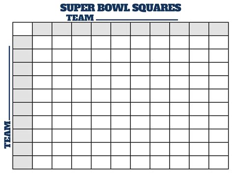 10x10 Super Bowl Squares Printable