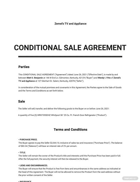 11+ Conditional Sale Agreement Templates - PDF, Docs