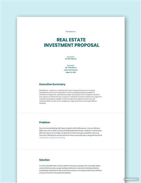 11+ Real Estate Investment Proposal Templates - PDF, Word