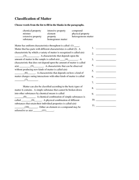 11 Best Images of Classification Of Matter Worksheet Answer Key