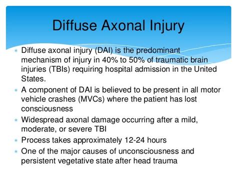 11 Diffuse Axonal Injury: Prognosis, Pathology & Contemporary Treatments.