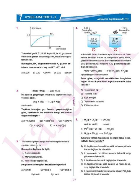 11. Sınıf Kimya 1. Dönem 1. Yazılı Soruları 20202021