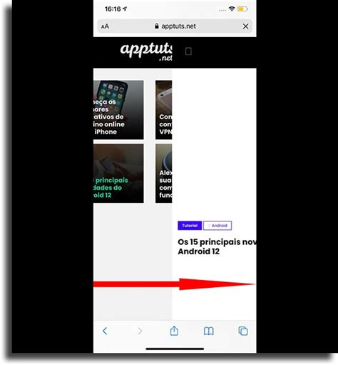 11. Slide to the right to go back to the previous webpage