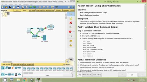 11.3 3.3 packet tracer using show commands