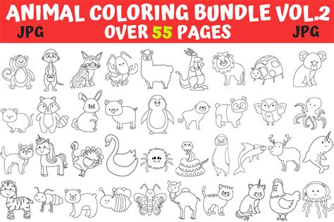Download 119  Animals Coloring Pages Bundle Vol. 2 Background Commercial Use Free PSD Mockups