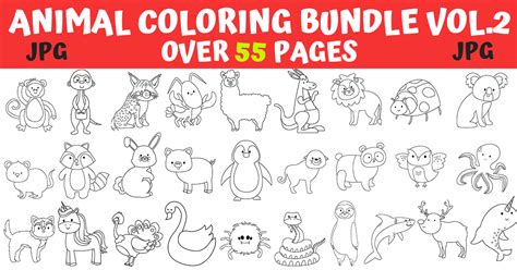 Download 119  Animals Coloring Pages Bundle Vol. 2 Background Files DXF Files