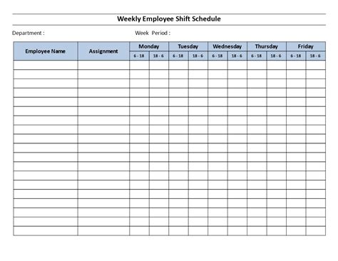 12 Hour Work Schedules Templates
