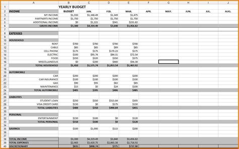 12 Month Budget Template
