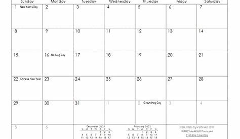 2023 12 Month Calendar Printable | FREE Printable Online