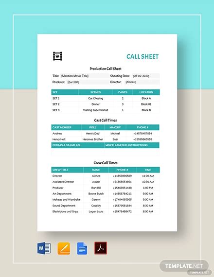 12+ Call Sheet Templates - Free Sample, Example, Format Download!