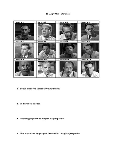 12 Angry Men Worksheet