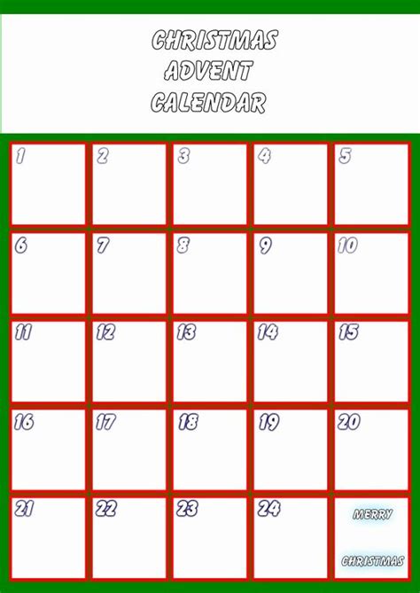 12 Days Of Christmas Calendar Template