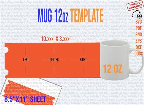 12 Oz Mug Sublimation Template Size