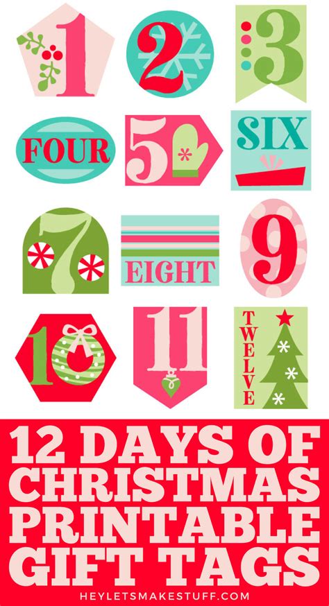 12 days christmas tags printable