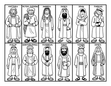 12 disciples names coloring page