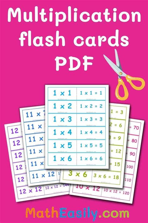 12 Times Table Flash Cards Printable