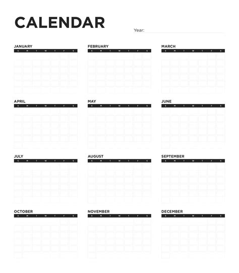 12-Month Calendar Printable
