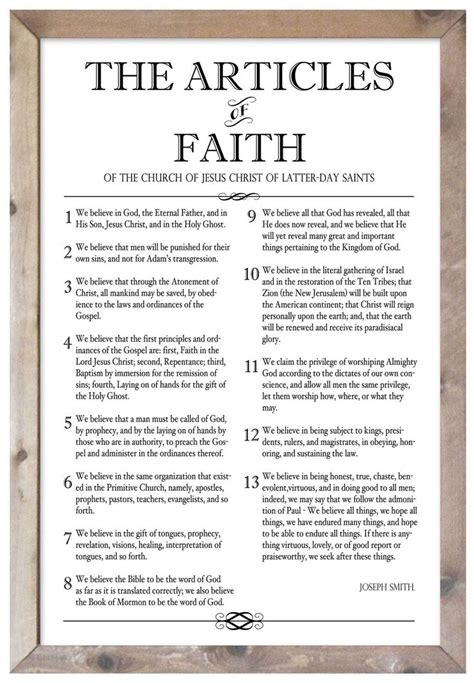 13 Articles Of Faith Lds Printable