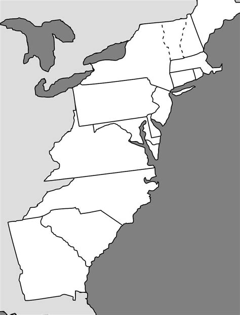 13 Colonies Blank Printable Map