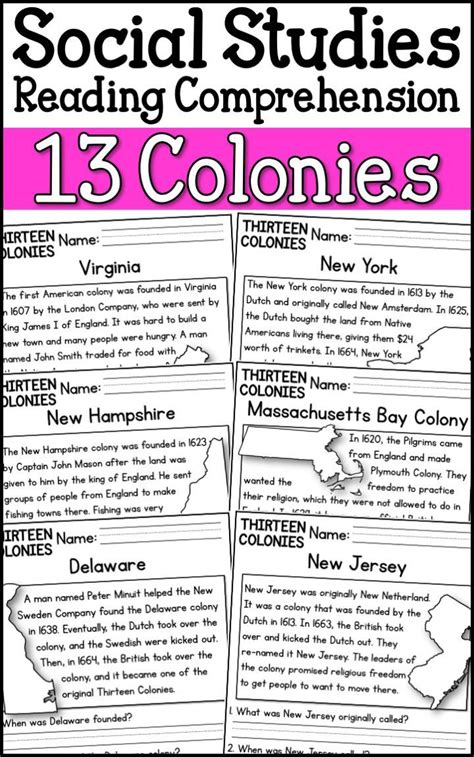 13 Colonies Reading Comprehension Worksheet — db-excel.com
