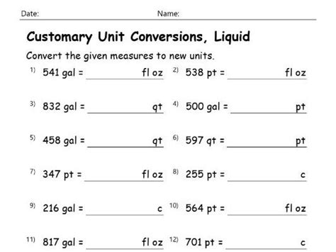 13 Customary Conversion Worksheets / worksheeto.com