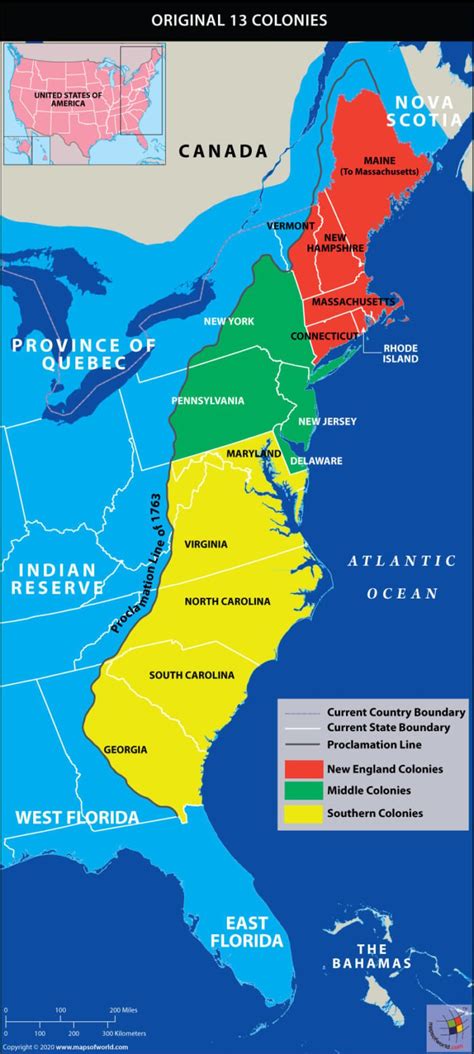 13 colonies map labeled with cities