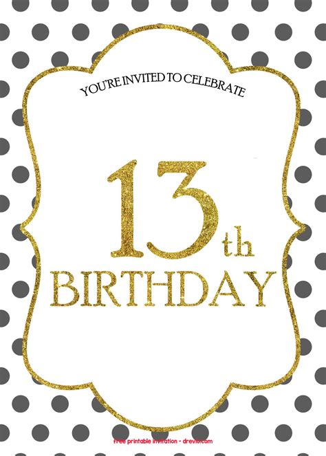13Th Birthday Invitations Templates Free
