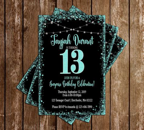 13th Birthday Invitation Templates