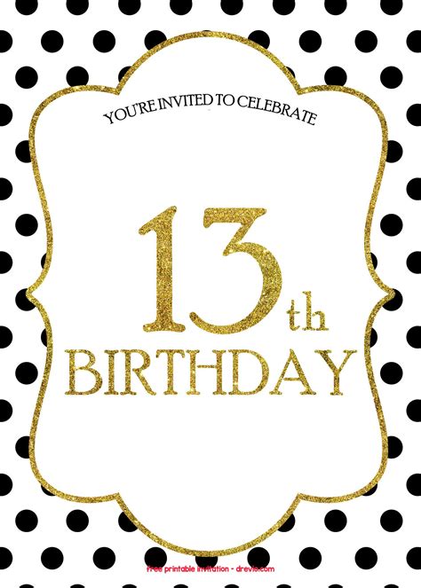 13th Birthday Party Invitations Templates Free