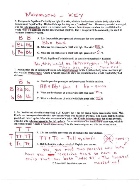14 Best Images of Genetics Problems Worksheet With Answer Keys