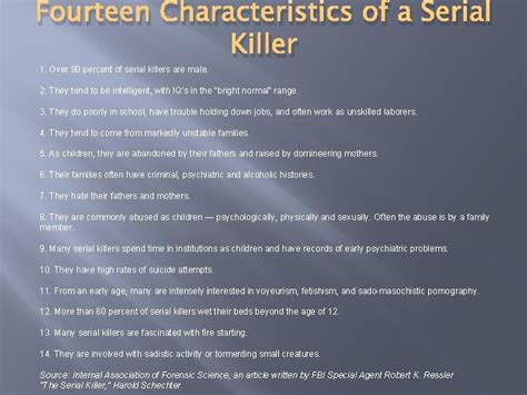 14 characteristics of a serial killer