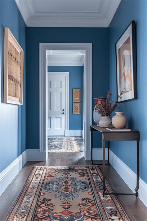 14. Use blue in a hallway to create a serene feel