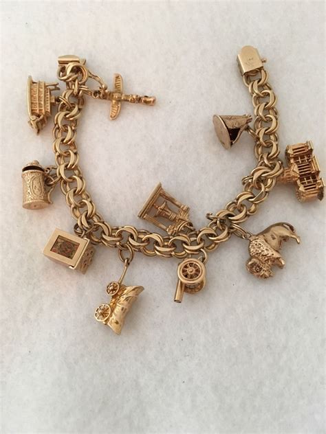 Estate Vintage 14k Gold & GemSet Charm Bracelet Betteridge
