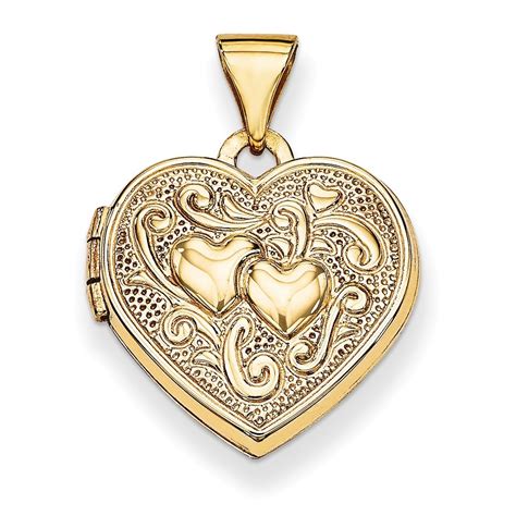 14k gold heart locket necklace