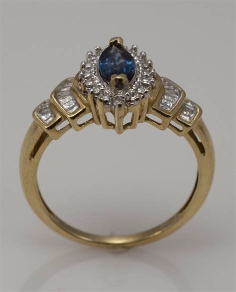 14k gold sapphire diamond ring