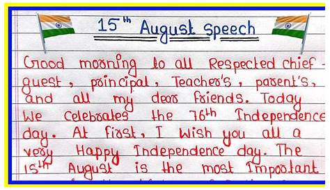 15 August Speech In English 2018 dependence Day For Students dependence Day On
