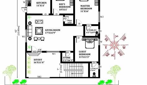 15'0"x40'0" House Plan With Interior North Facing With