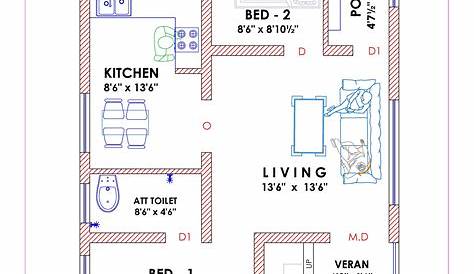 15 X 60 South Facing House Plans Plan For 23 Feet By 45 Feet Plot (Plot Size