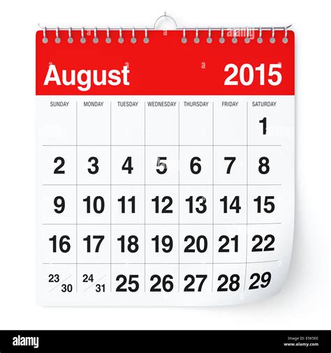15 August 2015 Calendar