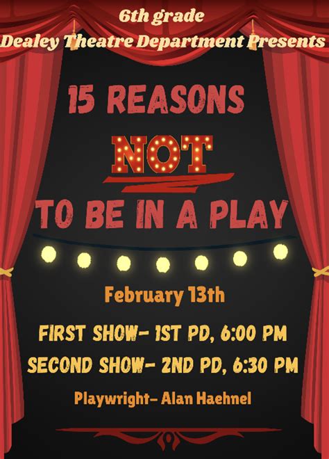 15 Reasons Not To Be In A Play Printable Script