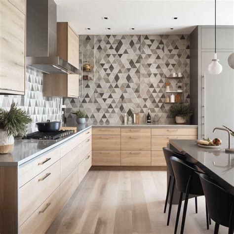 15. Create a feature backsplash with geometric tiles