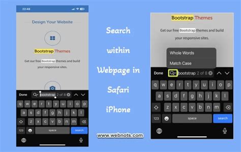 15. Search within a webpage using Safari