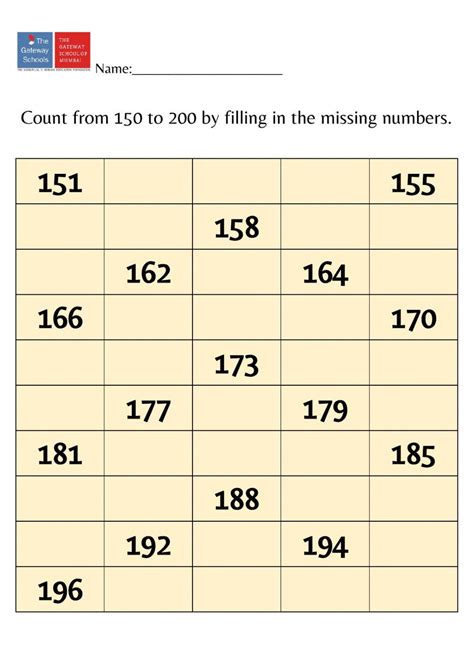 150 Counting Worksheet